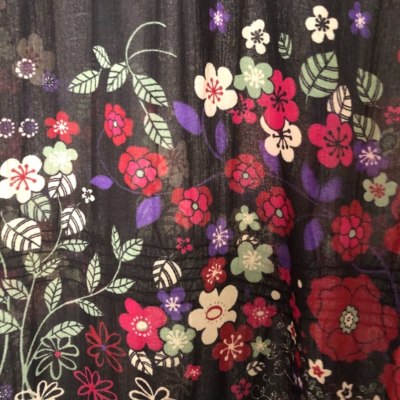 Avenue Plus Size Smocked Sheer Floral Top - Picture 3 of 5